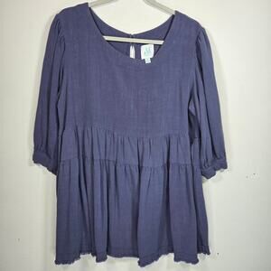 Shop The Mint Denim Blue Tunic. Linen Blend. Size Medium